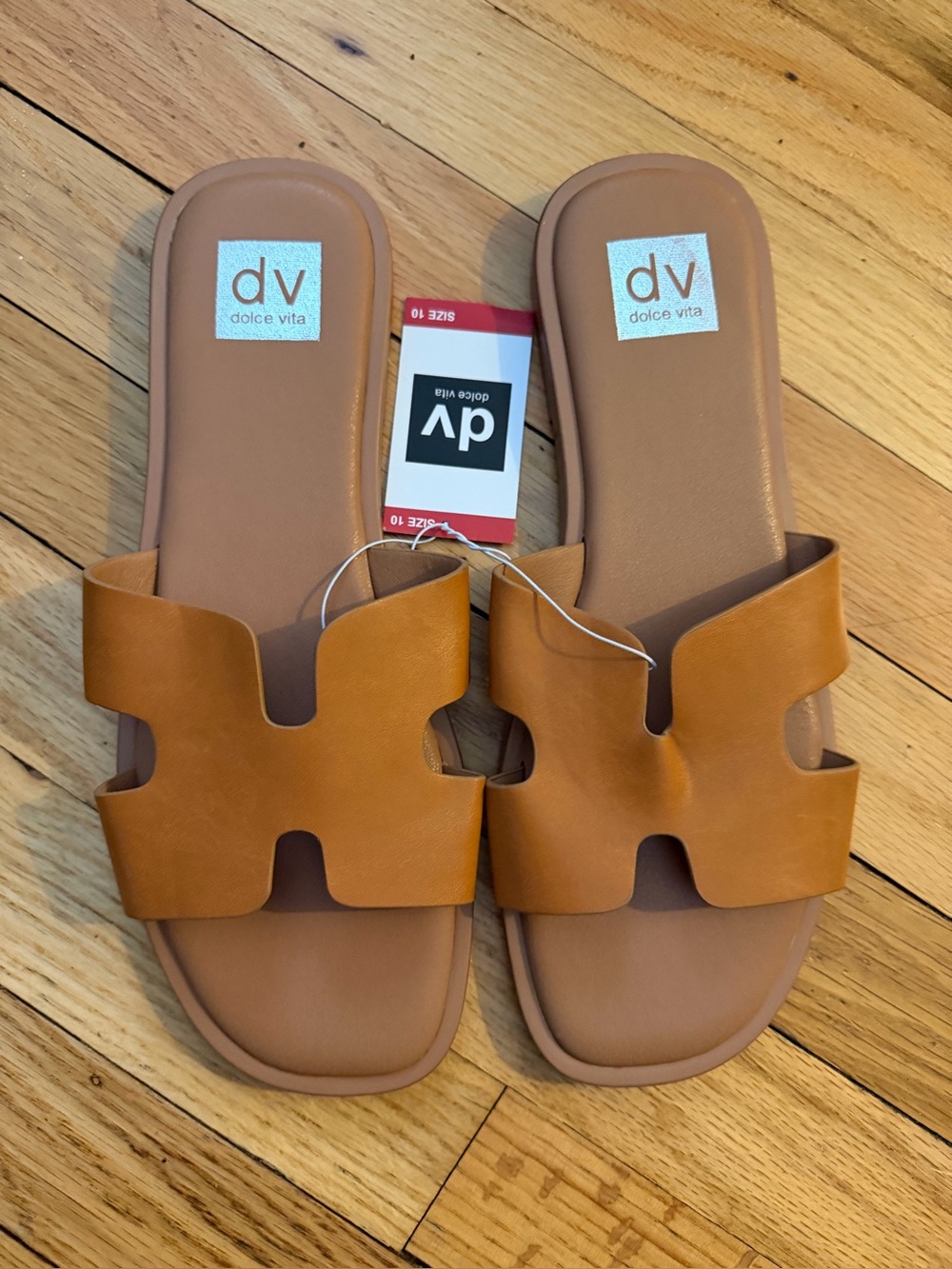 🎀dv by DOLCE VITA🎀H-Cutout Slide Sandals🎀Chypre Inspired🎀NWT🎀Size 10🎀Resort Chic